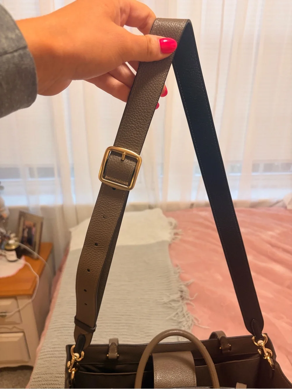 Coach Taupe Pebbled Leather Work Tote with Gold Hardware